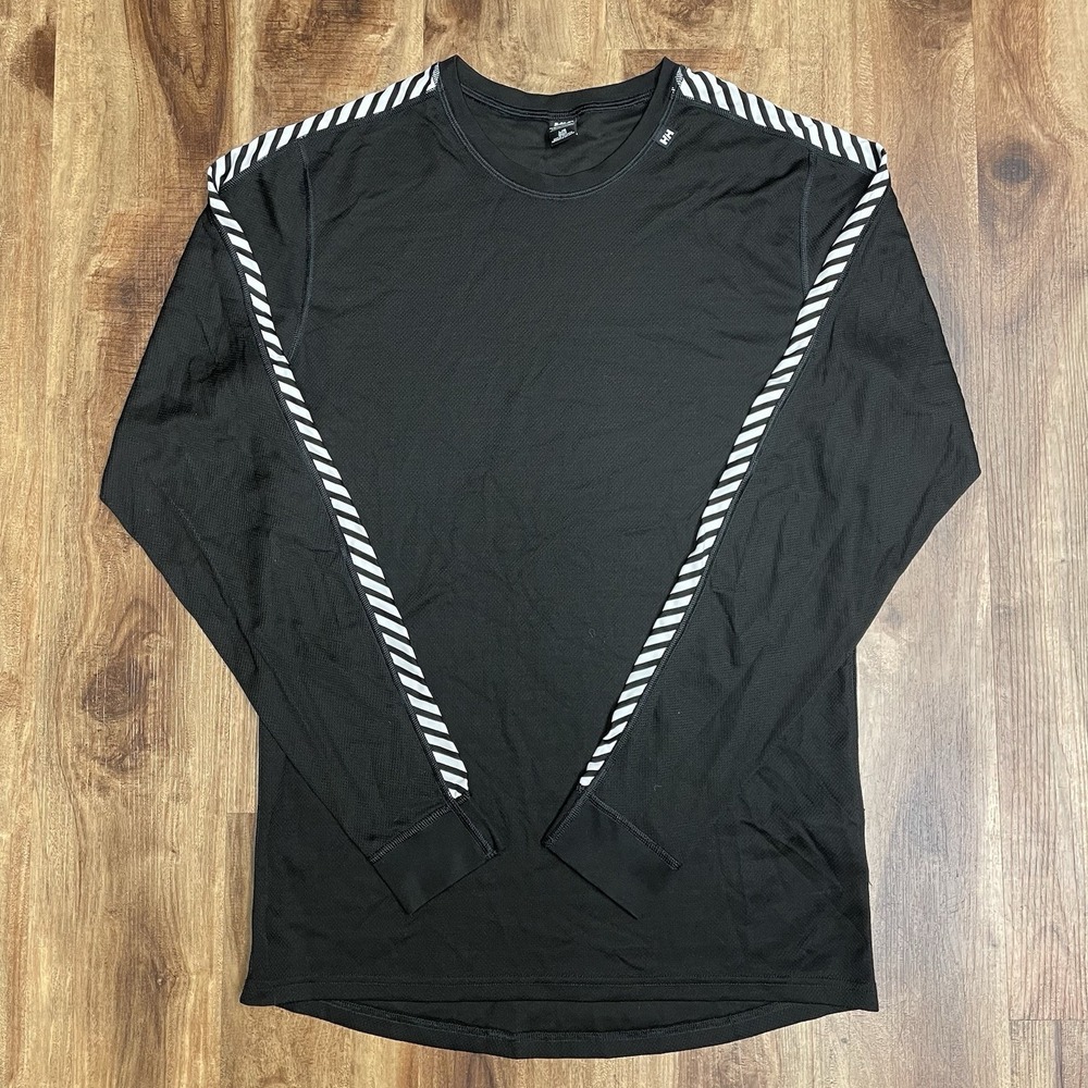 Helly Hansen HH LIFA Stripe Long Sleeve Base Layer Crewneck Shirt Large Black